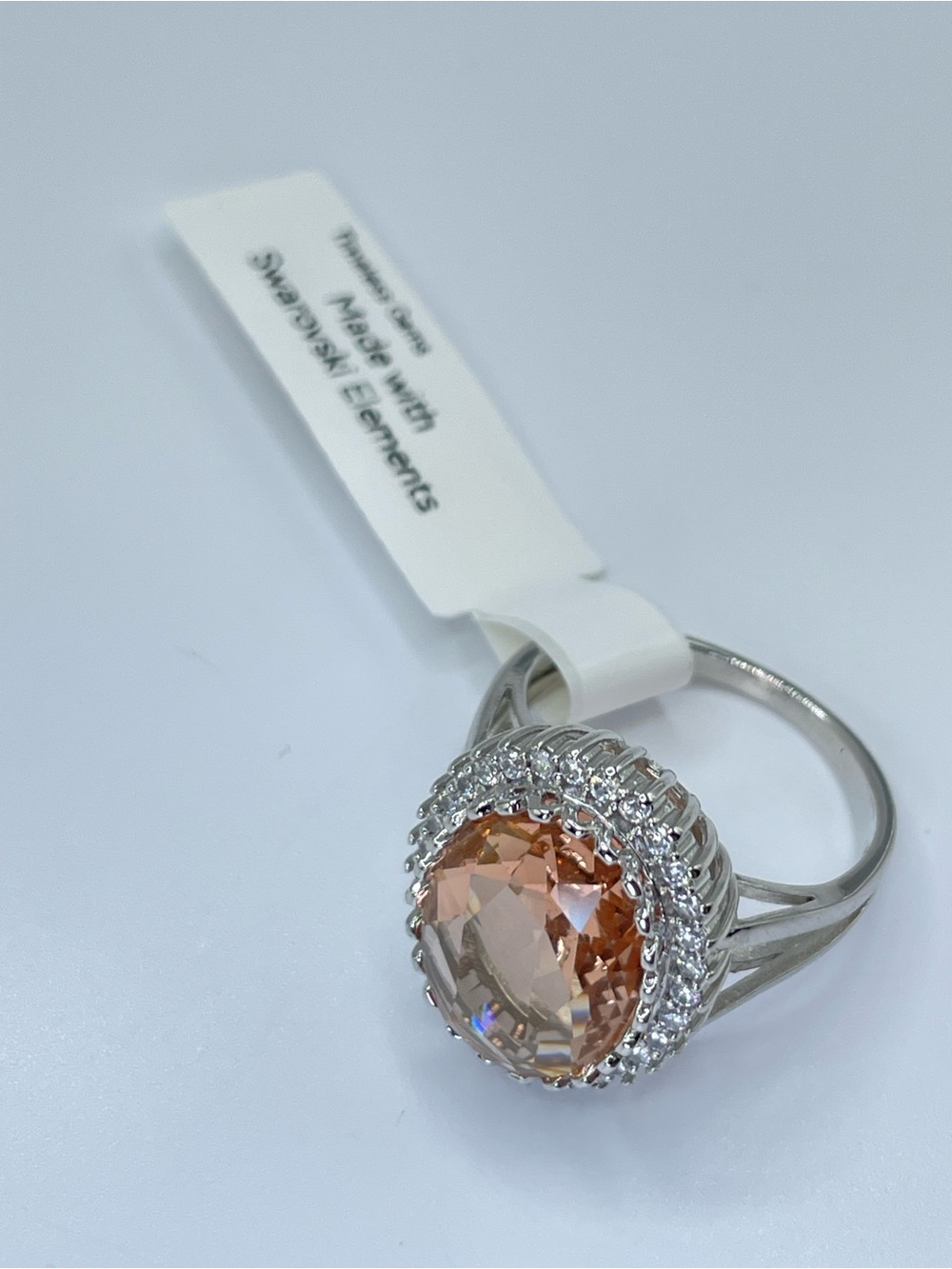 Swarovski Crystal Elements Champagne Swarovski Crystal Halo Ring Sz 10 - Picture 5 of 12